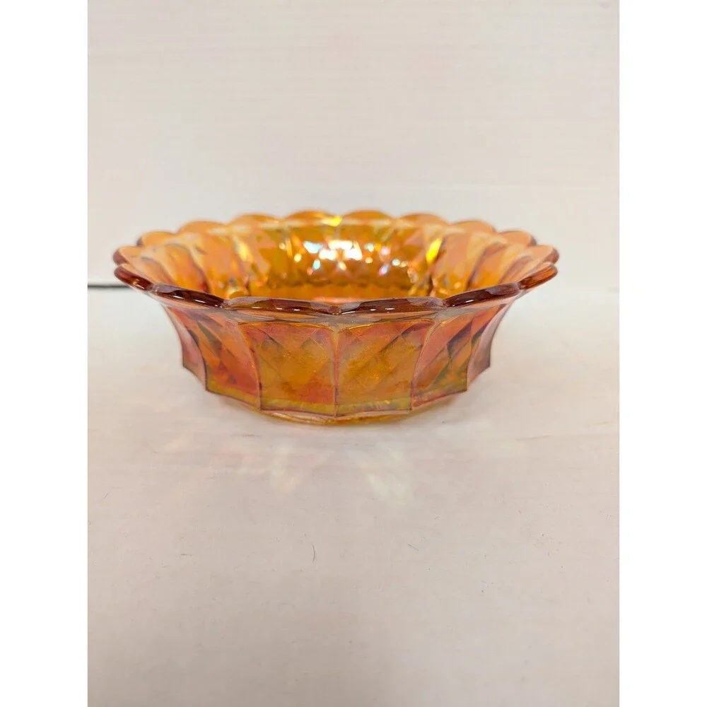 Vintage Fenton Marigold Carnival Glass Grape Design Fruit Bowl 1972